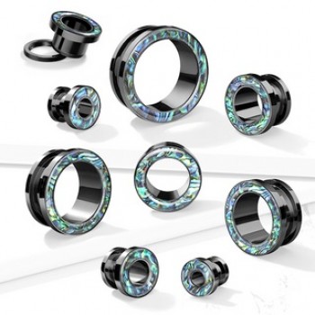 PVD Plated Abalone Rim Screw Ear Tunnel